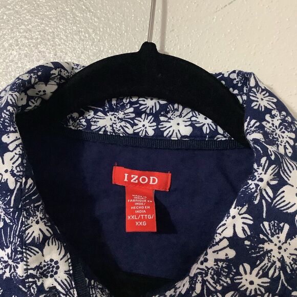 Izod Navy Floral Cottagecore Summer Linen Blend Retro Daisy Dainty Mini Dress 2X - Picture 6 of 12